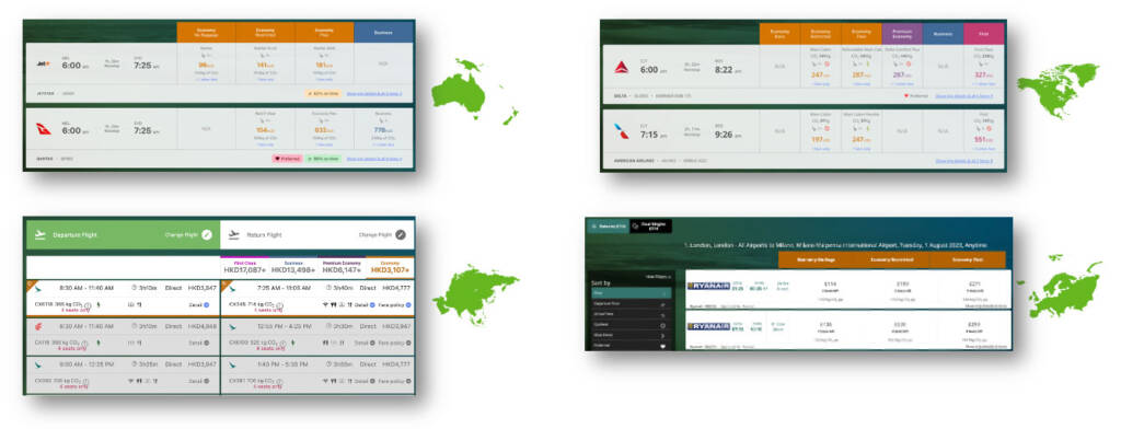 Regional comparison of flight results